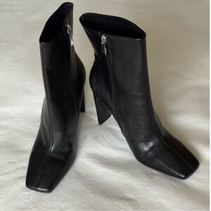 Zara Black Textured Heeled Boots Size 41 (10)